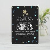 Galaxy Faux Gold Stars Confetti Space Birthday Kaart (Staand voorkant)