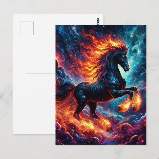 Galaxy Fire Horse Chinese New Year 2026 Briefkaart (Voorkant / Achterkant)