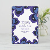 Galaxy Floral Paarse Verjaardag Kaart (Staand voorkant)