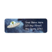 Galaxy Flying Saucer Alien UFO Stars Etiket (Voorkant)