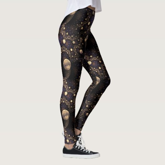 Galaxy Fractal Moons Pattern Leggings (Rechts)