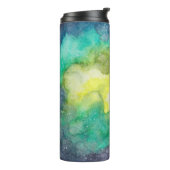 Galaxy fushia groen blauw waterverf thermosbeker (Gedraaid links)