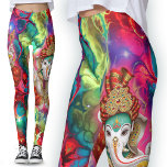 Galaxy Ganesh God Hippie Boho Psychedelische Leggi Leggings<br><div class="desc">Crazy Hippie Boho Ganesh God Leggings met een fabelachtige 90s stijl fractale achtergrond en sterren.</div>