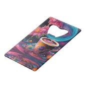 Galaxy Garden Coffee Art Creditkaart Flessenopener (Voorkant Gekanteld)