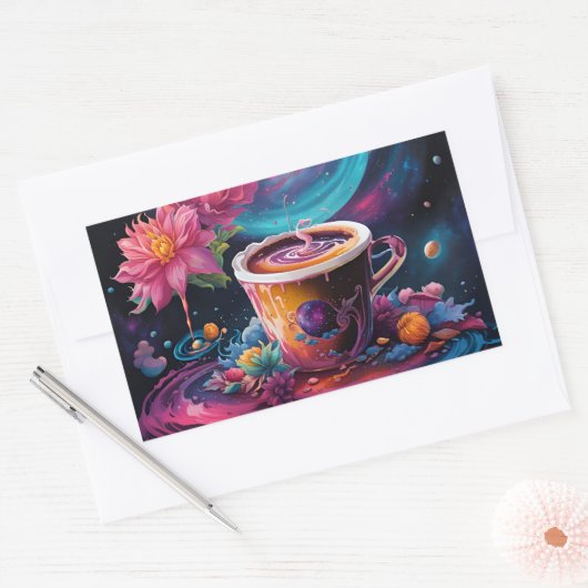 Galaxy Garden Koffie Rechthoekige Sticker (Envelop)