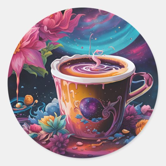 Galaxy Garden Koffie Ronde Sticker (Voorkant)