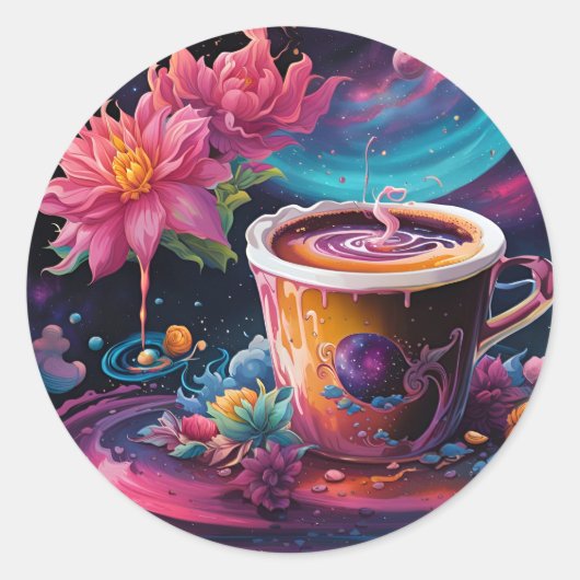 Galaxy Garden Koffie Ronde Sticker (Voorkant)