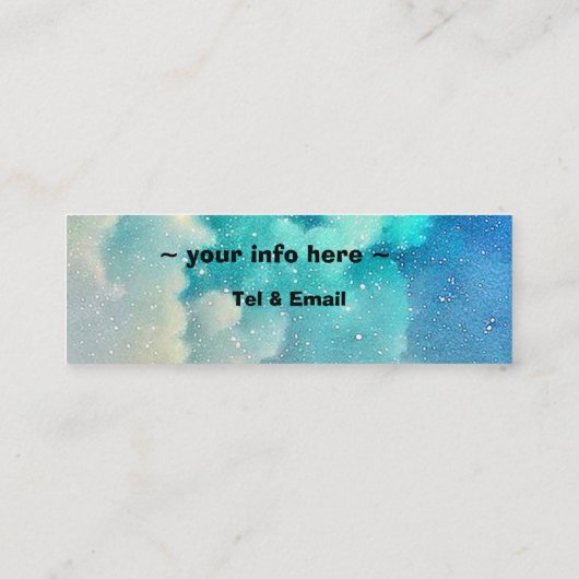Galaxy gemengde kleuren blauwe, groene troebele he mini visitekaartje (Achterkant)