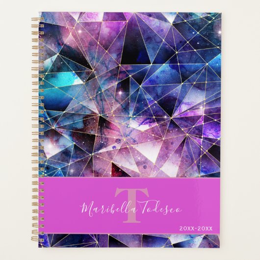 Galaxy Gemstone Crystal Paarse geometrische ontwer Planner (Voorkant)