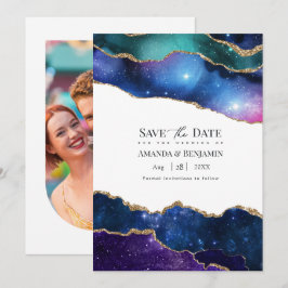 Galaxy Geode Knikker Nep Glitter Hemels Huwelijk Save The Date