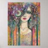 Galaxy Girl Beauful Boho Gypsy Fantasy Art Woman Poster (Voorkant)