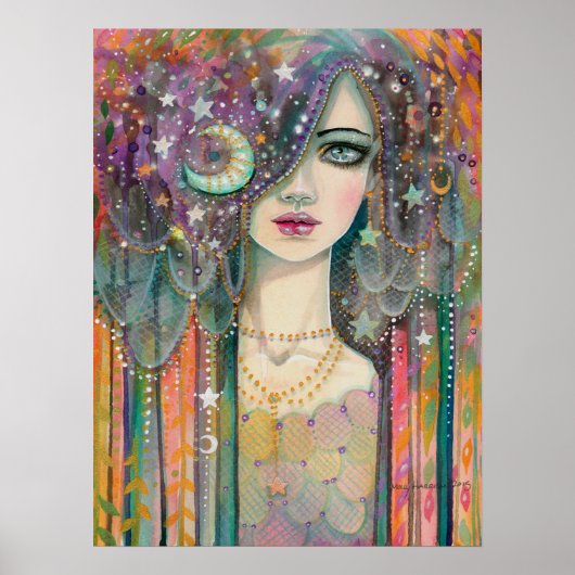 Galaxy Girl Beauful Boho Gypsy Fantasy Art Woman Poster (Voorkant)