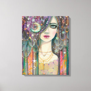 Galaxy Girl Bohemian Beauty Fantasy Art Canvas Afdruk
