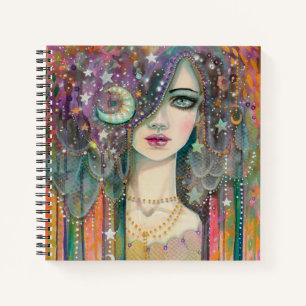 Galaxy Girl Boho Zigeuner Fantasy Kunst Schetsboek Notitieboek