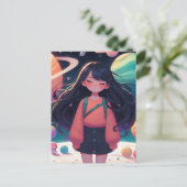 Galaxy girl briefkaart (Staand voorkant)