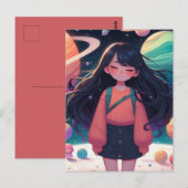 Galaxy girl briefkaart (Voorkant / Achterkant)