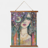 Galaxy Girl Celestial Bohemian Fantasy Art Hangend Wandkleed (Voorkant)