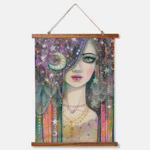 Galaxy Girl Celestial Bohemian Fantasy Art Hangend Wandkleed