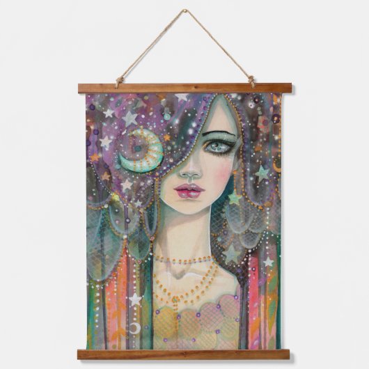 Galaxy Girl Celestial Bohemian Fantasy Art Hangend Wandkleed (Voorkant)