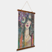 Galaxy Girl Celestial Bohemian Fantasy Art Hangend Wandkleed (Gebogen)