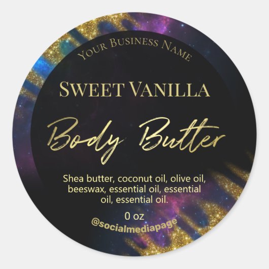 Galaxy Glitter Black Body Butter Labels (Voorkant)