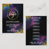 Galaxy Glitter Black en Gold Fragrance List Card Visitekaartje (Voorkant / Achterkant)