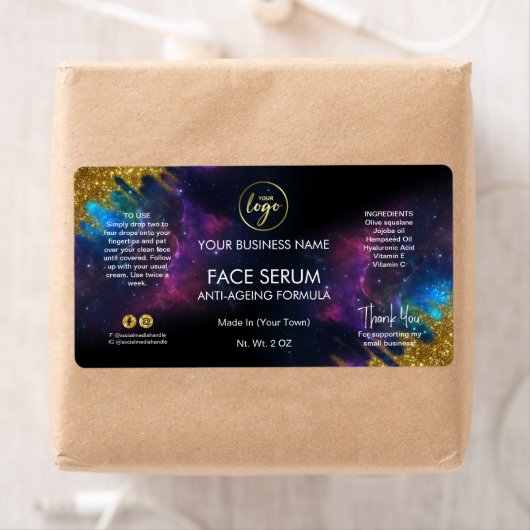 Galaxy Glitter Black Face and Hair Serum Label (Insitu)