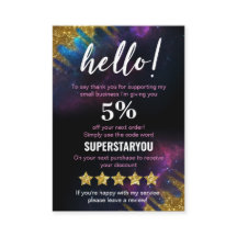 Galaxy Glitter Black Gold Discount-marketingkaarte