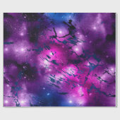 Galaxy Glow | Cosmic Blue Paars en roze marmer Cadeaupapier (Vlak)