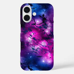 Galaxy Glow Cosmic Blue Paars en roze marmer iPhone 16 Hoesje