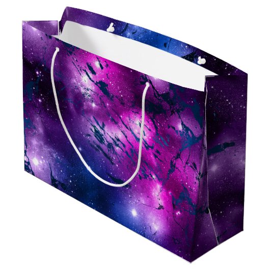 Galaxy Glow | Cosmic Blue Paars en roze marmer Groot Cadeauzakje (Achterkant Gekanteld)