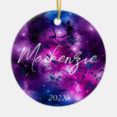 Galaxy Glow | Cosmic Blue Paars en roze marmer Keramisch Ornament (Voorkant)