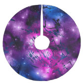 Galaxy Glow | Cosmic Blue Paars en roze marmer Kerstboom Rok (Voorkant)