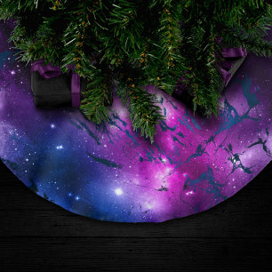Galaxy Glow Cosmic Blue Paars en roze marmer Kerstboom Rok