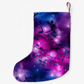 Galaxy Glow | Cosmic Blue Paars en roze marmer Kleine Kerstsok (Achterkant)