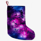Galaxy Glow | Cosmic Blue Paars en roze marmer Kleine Kerstsok (Voorkant)