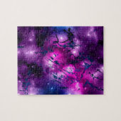 Galaxy Glow | Cosmic Blue Paars en roze marmer Legpuzzel (Horizontaal)