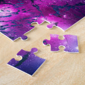 Galaxy Glow | Cosmic Blue Paars en roze marmer Legpuzzel (Zijkant)