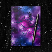 Galaxy Glow | Cosmic Blue Paars en roze marmer Notitieboek