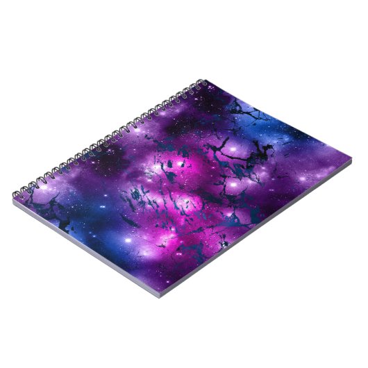 Galaxy Glow | Cosmic Blue Paars en roze marmer Notitieboek (Linkerzijde)