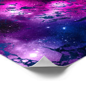 Galaxy Glow | Cosmic Blue Paars en roze marmer Poster (Hoek)