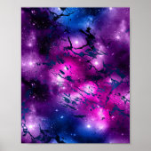 Galaxy Glow | Cosmic Blue Paars en roze marmer Poster (Voorkant)