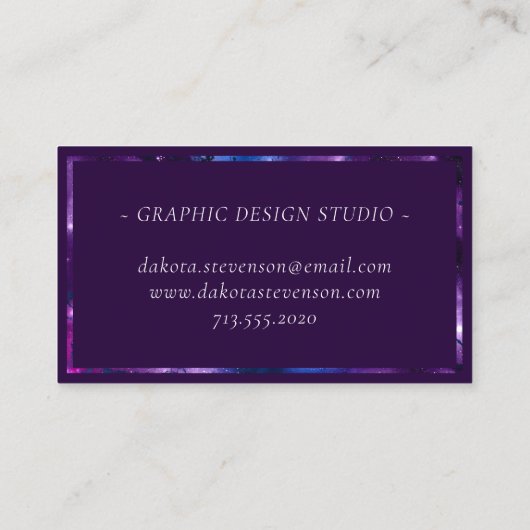 Galaxy Glow | Cosmic Blue Paars en roze marmer Visitekaartje (Achterkant)
