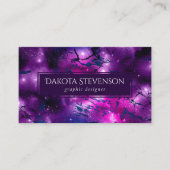Galaxy Glow | Cosmic Blue Paars en roze marmer Visitekaartje (Voorkant)