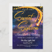 Galaxy Glow Light Sweet Zestien Verjaardagsfeest Kaart (Voorkant)