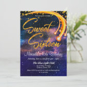 Galaxy Glow Light Sweet Zestien Verjaardagsfeest Kaart (Staand voorkant)