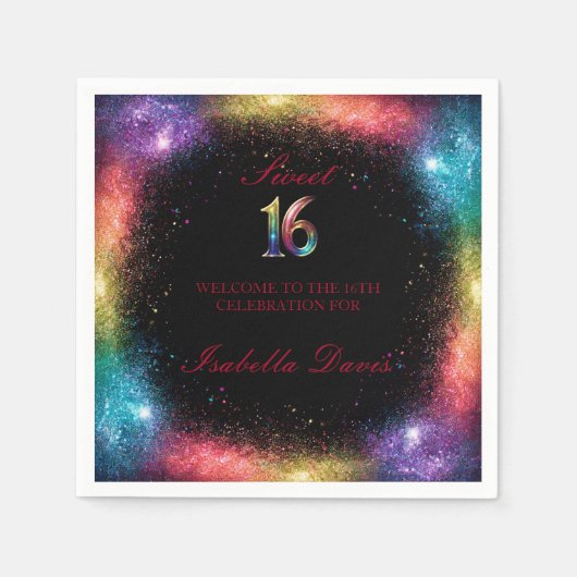 Galaxy Glow Sweet 16 Papieren servetten (Voorkant)