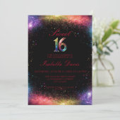 Galaxy Glow Sweet 16 uitnodiging (Staand voorkant)