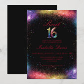 Galaxy Glow Sweet 16 uitnodiging (Voorkant / Achterkant)