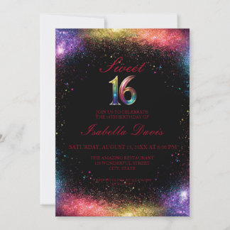 Galaxy Glow Sweet 16 uitnodiging